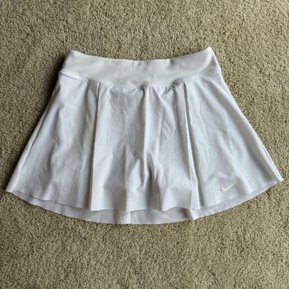 Nike Dri Fit Tennis Skirt White Womens M Pleated Athletic Built In Shorts
